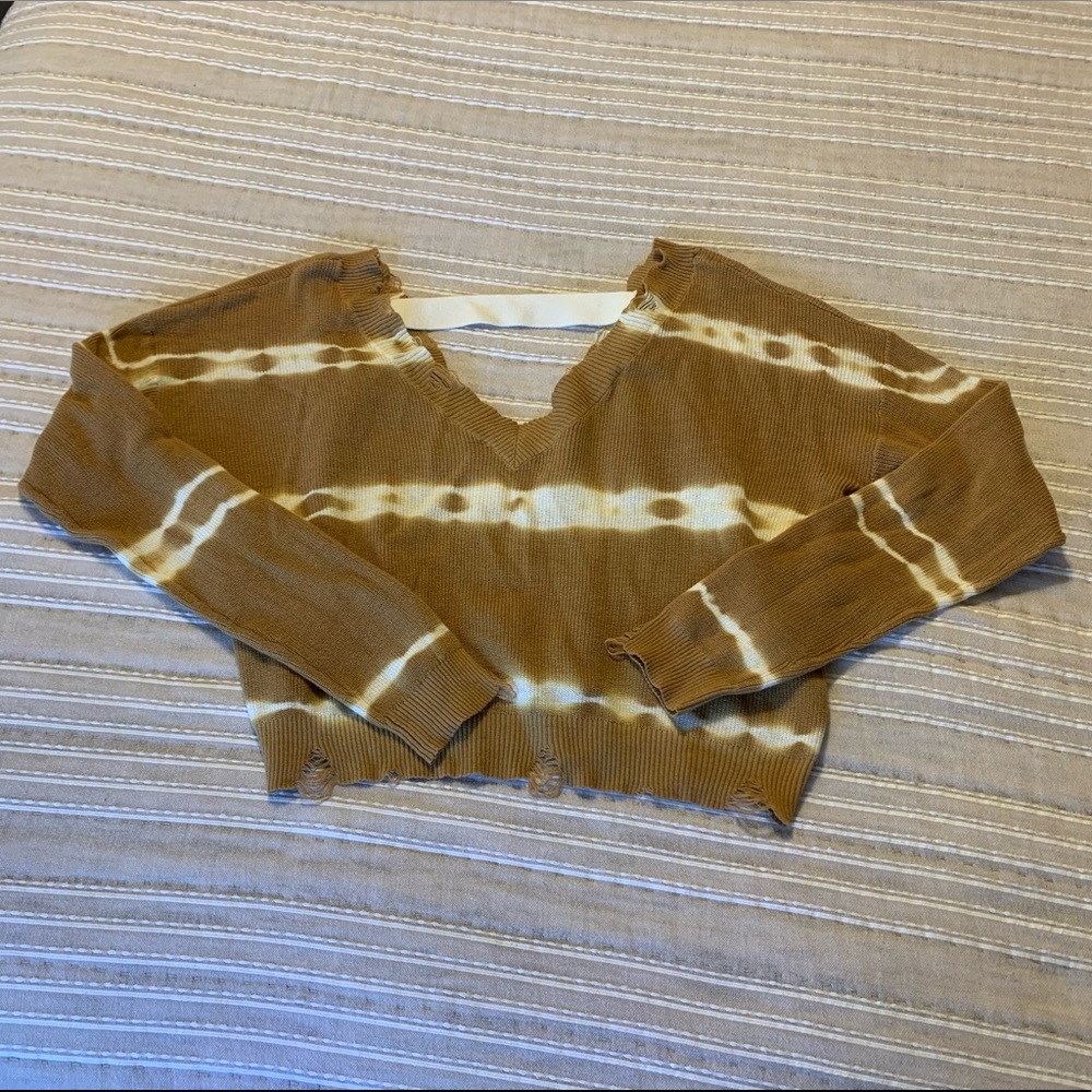 NWT distressed crop sweater